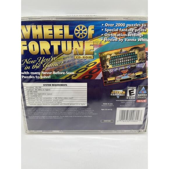 Wheel Of Fortune Cd-rom Pc Win 95/98 Ages 12 And Up Hasbro Interactive - Sealed - Picture 5 of 5